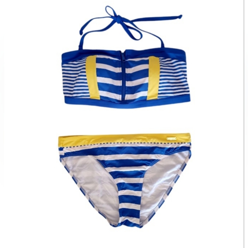 VENUS Marine Stripes Bikini Set, Top Size 6-8, Bottom Size 10